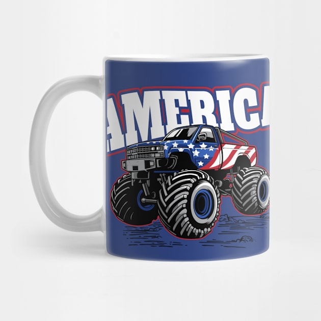 America: Stars and Stripes Monster Truck // Funny Merica 4th of July by SLAG_Creative